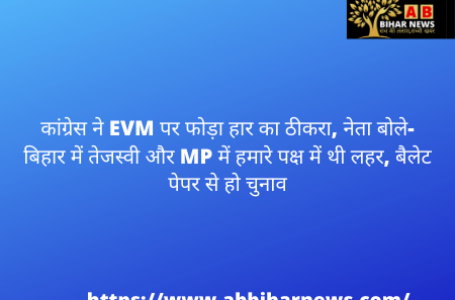 कांग्रेस ने EVM पर फोड़ा हार का ठीकरा, नेता बोले- बिहार में तेजस्वी और MP में हमारे पक्ष में थी लहर, बैलेट पेपर से हो चुनाव