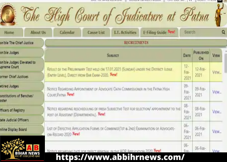  Sarkari naukri : पटना हाईकोर्ट जिला जज भर्ती प्री-परीक्षा का परिणाम घोषित