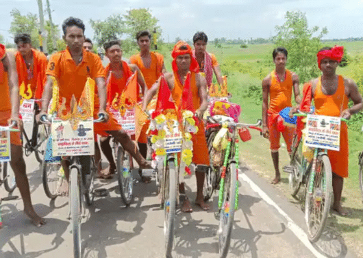  श्रावणी मेला 2022: बेगूसराय के तेघड़ा से निकला कांवरियों का पहला  जत्था